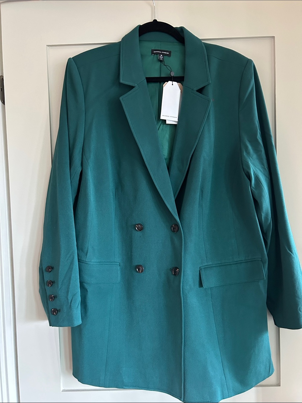 Universal Standard Teal Double-Breasted Blazer